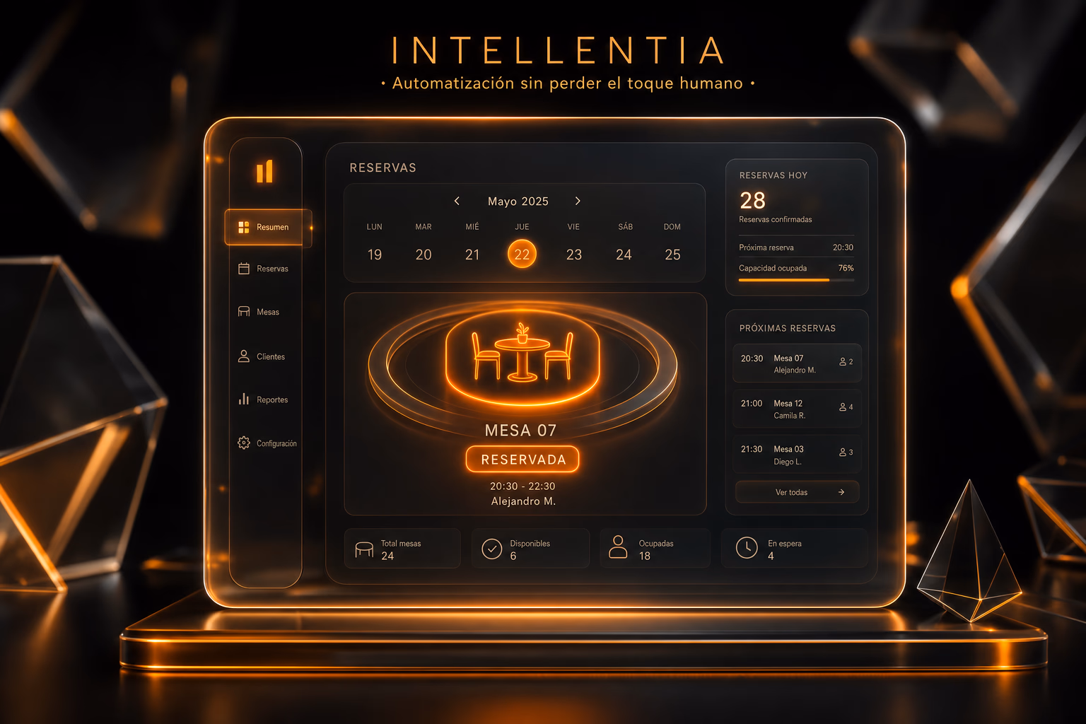 Restaurant screen with an automated booking system displayed
